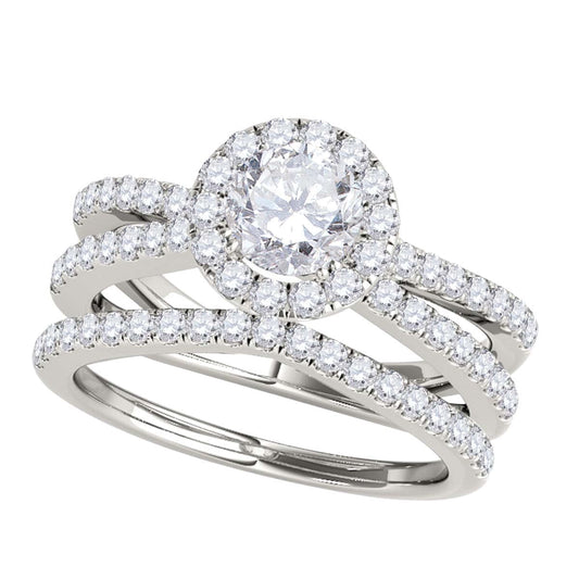 MauliJewels 1 Carat Lab Grown Diamond Antique Halo Bridal Ring for Women, Split Shank Design, 10K Rose White or Yellow Gold, E-F Color VS1 Clarity, Engagement Wedding Ring