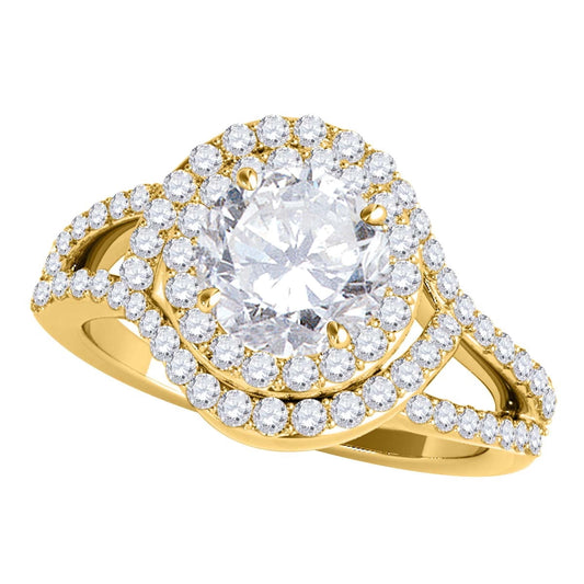 MauliJewels 1 Carat Lab Grown Diamond Halo Dome Engagement Ring, 10K White or Yellow Gold, Intertwined 4-Prong Round Cut Bridal Ring