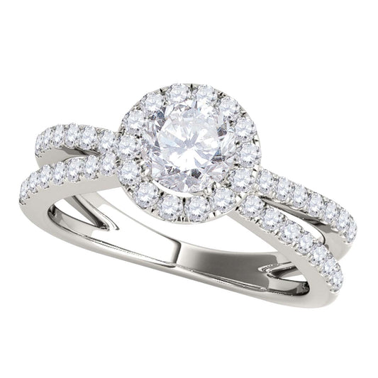 MauliJewels 3/4 Carat Lab Grown Diamond Halo Engagement Ring for Women, Prong Setting, 10K Rose White or Yellow Gold, E-F Color VS1 Clarity, Bridal Anniversary Ring