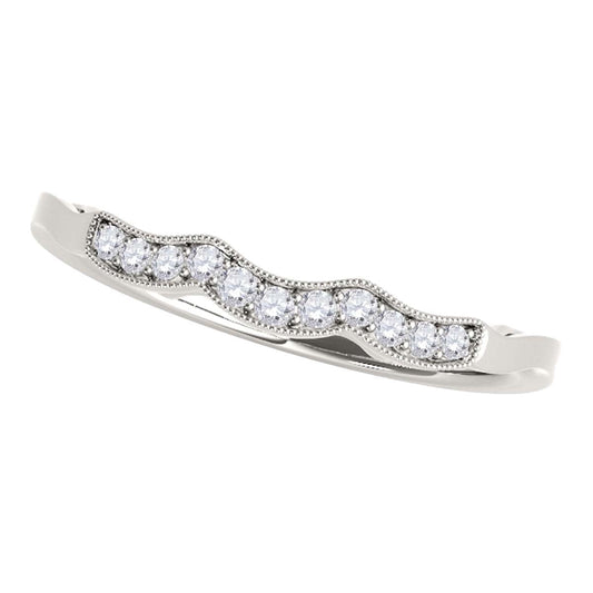 MauliJewels 0.08 Carat Lab Grown Diamond Curved Wedding Band, 10K Rose, White or Yellow Gold, Prong Set Anniversary Bridal Ring