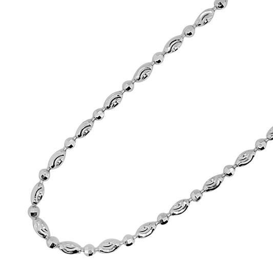 Mauli Jewels 2MM Moon Cut Ball Bead Necklace for Women,18-Inch Italian 14K White Gold Plated 925 Sterling Silver Chain