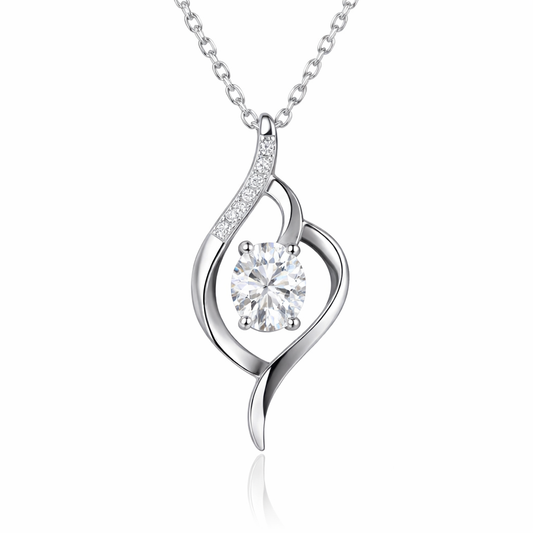 Mauli Jewels 1.06 Carat Lab Grown Diamond Pendant Necklace for Women in 10K White & Yellow Gold, Oval Cut & Round Cut Diamond Pendant with 18 Inch Gold Chain, EF Color VS1 Clarity
