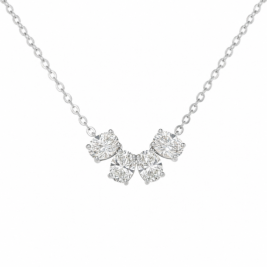 Mauli Jewels 14K White & Yellow Gold 4 Carat Lab Grown Diamond Oval Cut Pendant Necklace for Women, E-F VS1 Excellent Cut with 18 Inch Gold Chain