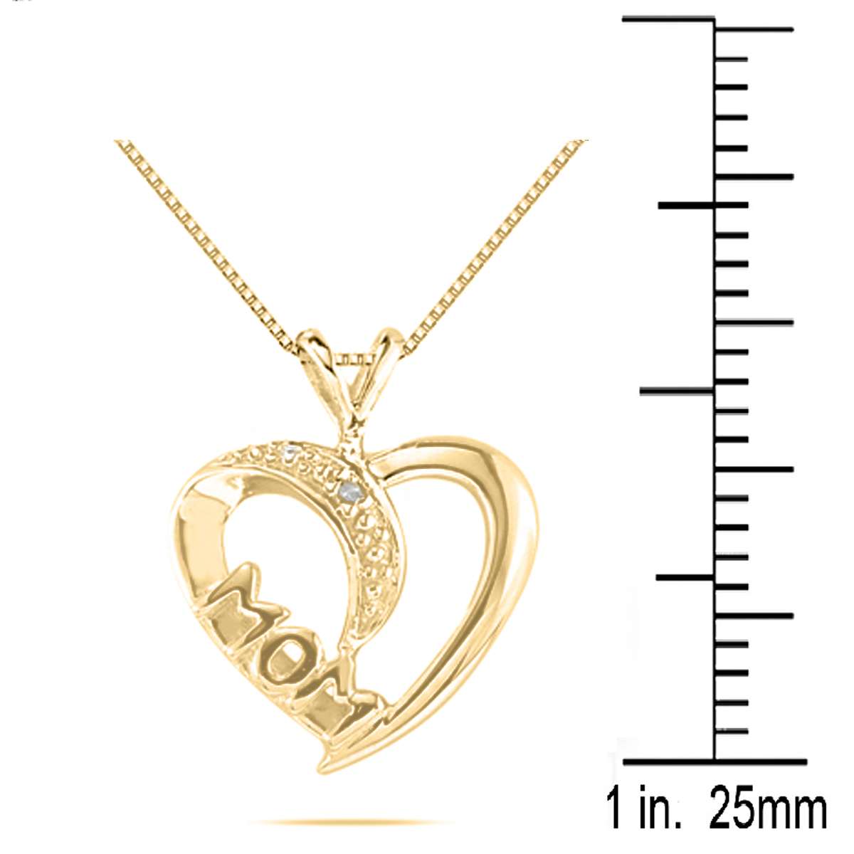 10K Rose White & Yellow Gold 0.005 Ct Natural Diamond MoM Heart Shape Pendant Necklace With 18" Box Chain Mauli Jewels