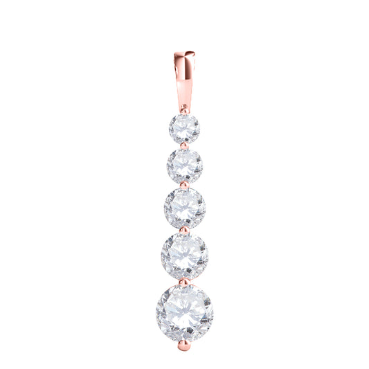 MauliJewels 1/2 Carat Lab Grown Diamond Five Stone Teardrop Pendant Necklace for Women, Round Diamonds H-I SI1 – 14K Rose, White & Yellow Gold – 18" Box Chain