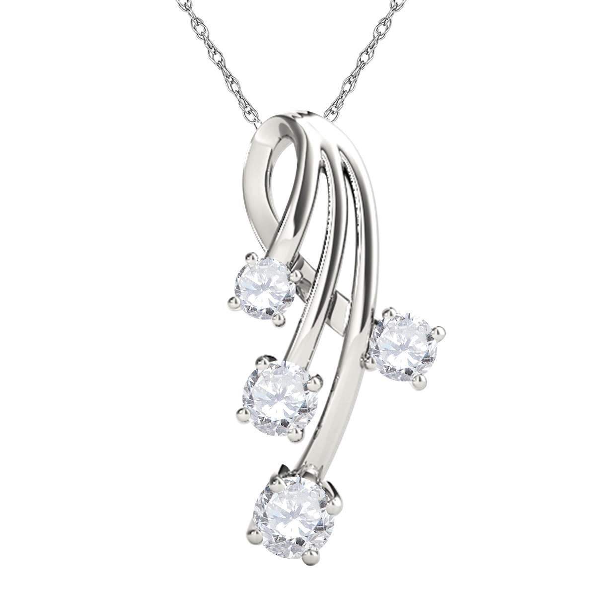 Maulijewels 3/4 Carat Diamond Total Weight (H-I/ I1-I2) 10K Solid Gold Hand Finished Women Pendant Necklace With 18" Box Chain Mauli Jewels
