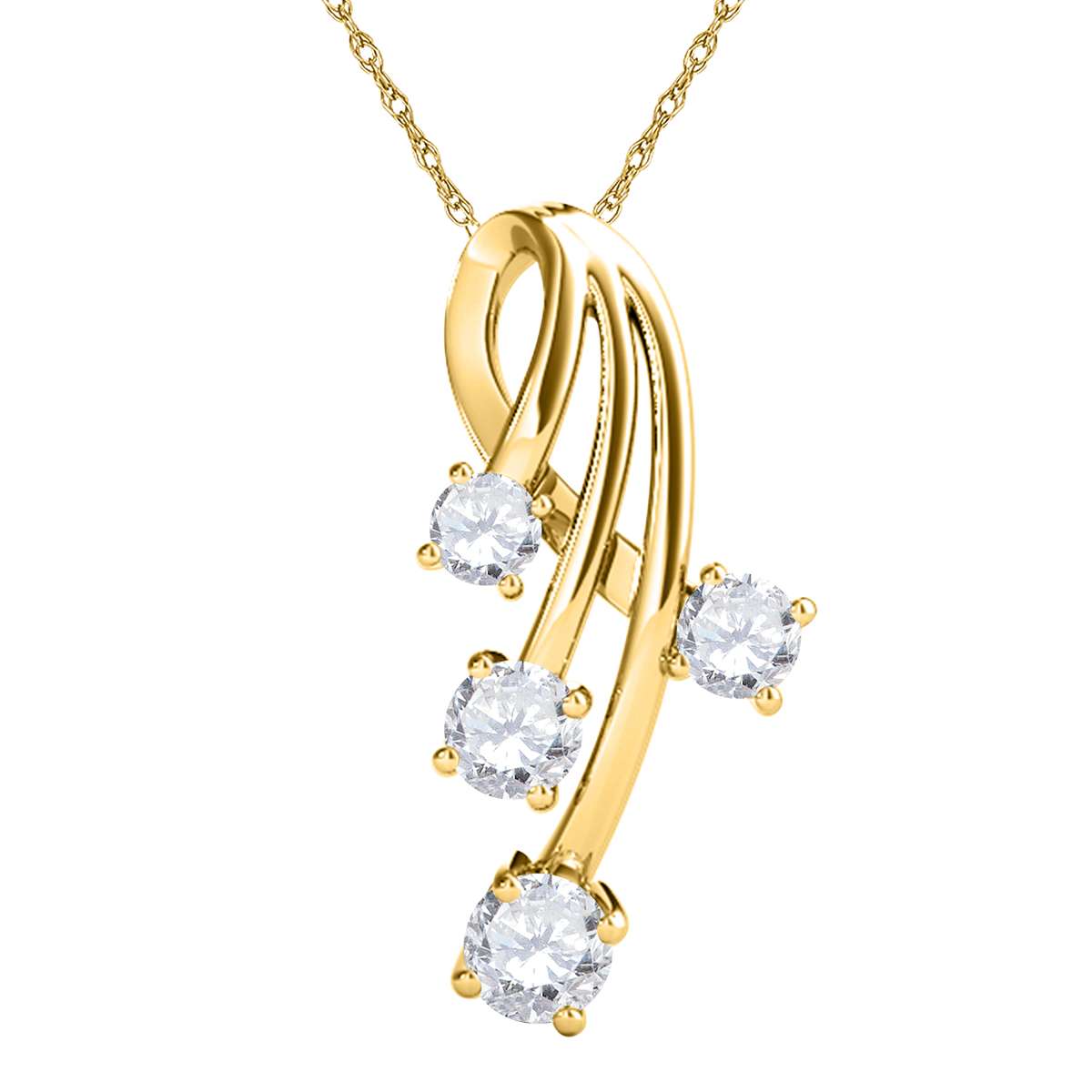 Maulijewels 3/4 Carat Diamond Total Weight (H-I/ I1-I2) 10K Solid Gold Hand Finished Women Pendant Necklace With 18" Box Chain Mauli Jewels