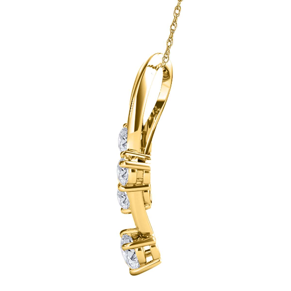 Maulijewels 3/4 Carat Diamond Total Weight (H-I/ I1-I2) 10K Solid Gold Hand Finished Women Pendant Necklace With 18" Box Chain Mauli Jewels