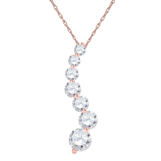 0.50 Carat Round White Diamond ( H-I/ I1-I2 ) Seven Stone Pendant Chain Necklace In 14K Solid Rose White Yellow Gold With 18" Box Chain Mauli Jewels