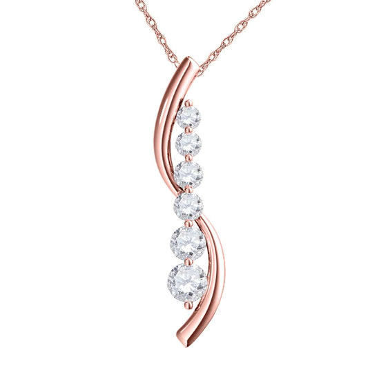 1/2 Carat Natural Round White Diamond Women Pendant Chain Necklace With 18" Box Chain In 14K Solid Rose, White & Yellow Gold Mauli Jewels