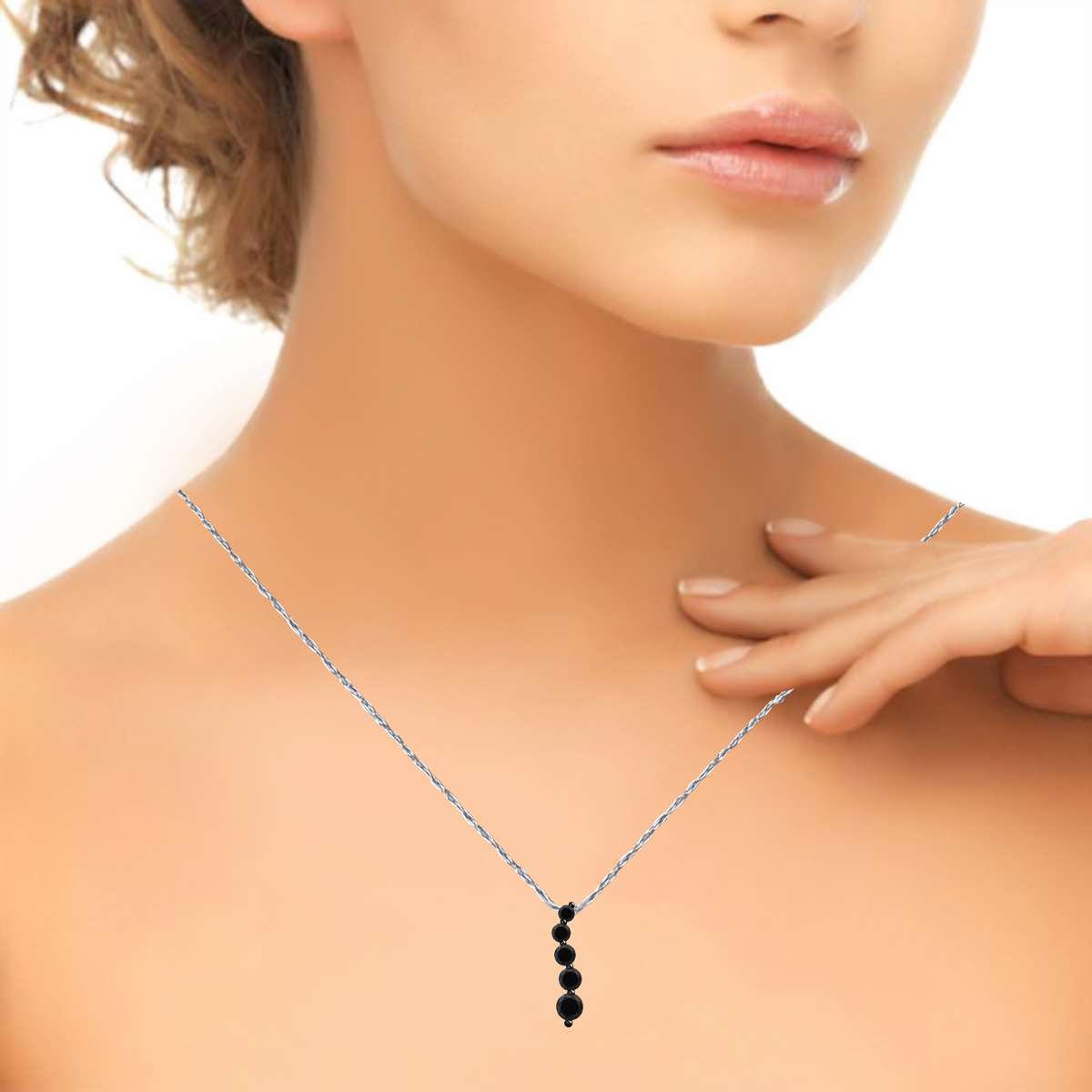 2.00 Carat Black Natural Diamond Journey Pendant Neckalce For Women In 14K Solid White & Yellow Gold With 18" Box Chain Mauli Jewels