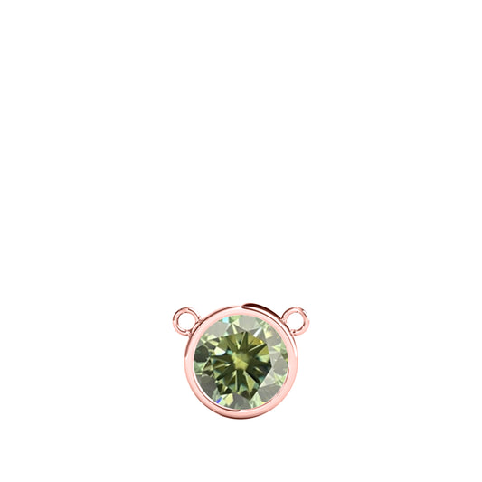 Mauli Jewels 10K Gold Round Green Moissanite Bezel-Set Pendant Necklace for Women, 1.20 CTW, D-VS1/VS2 Clarity with 18inch Silver Cable Chain