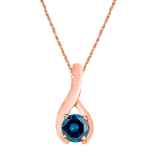 MAULIJEWELS 1/2 Carat Intertwined Design Solitaire Blue Diamond Pendant Necklace for Women in 14K Rose White & Yellow Gold Mauli Jewels