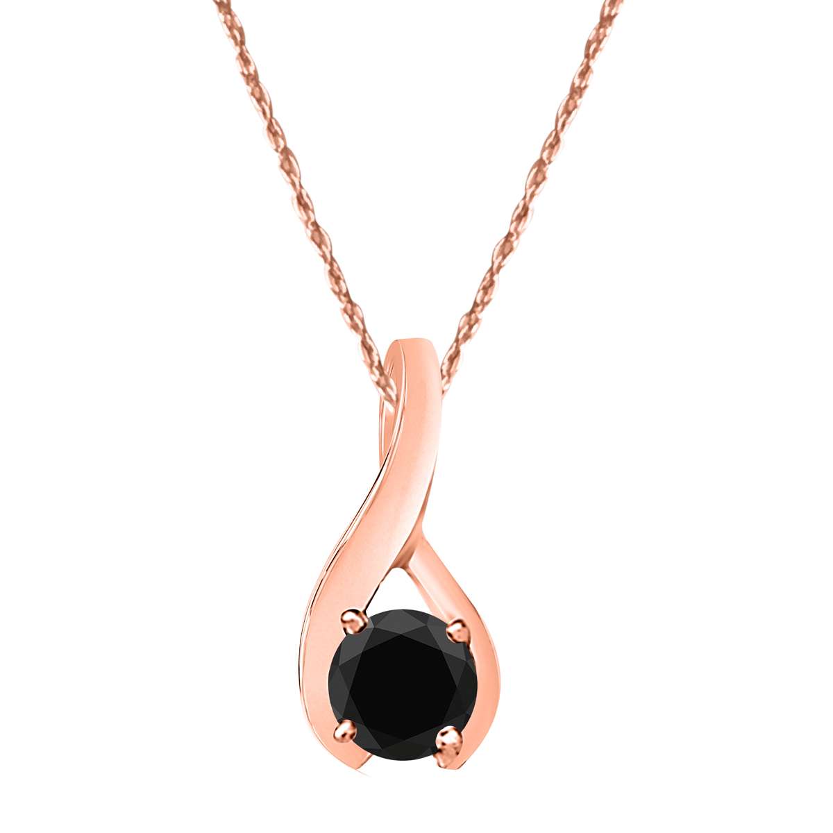 1/2 Carat Intertwined Design Solitaire Black Diamond Pendant Necklace For Women In 14K Rose White & Yellow Gold Mauli Jewels