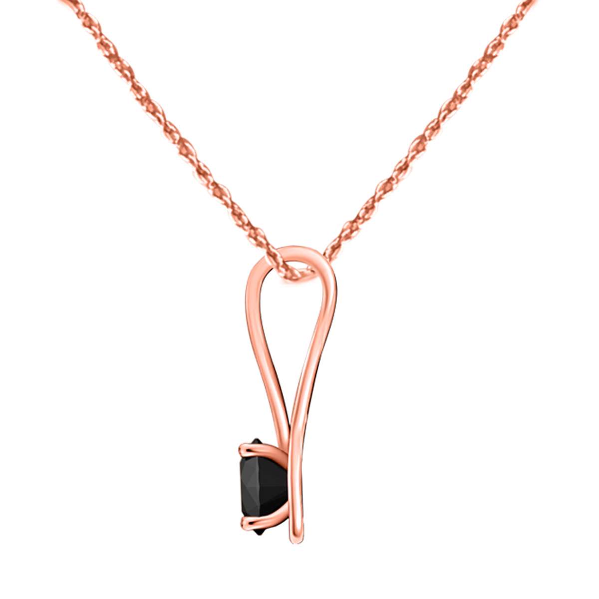 1/2 Carat Intertwined Design Solitaire Black Diamond Pendant Necklace For Women In 14K Rose White & Yellow Gold Mauli Jewels