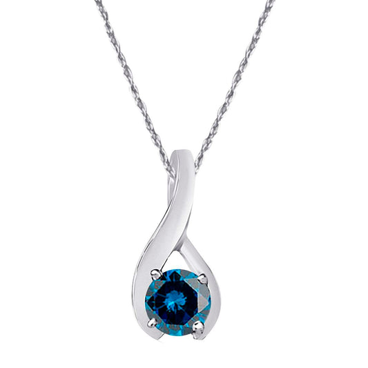 MAULIJEWELS 1/2 Carat Intertwined Design Solitaire Blue Diamond Pendant Necklace for Women in 14K Rose White & Yellow Gold Mauli Jewels
