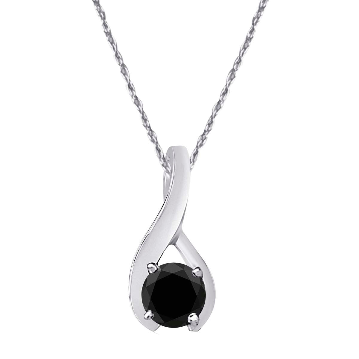 1/2 Carat Intertwined Design Solitaire Black Diamond Pendant Necklace For Women In 14K Rose White & Yellow Gold Mauli Jewels
