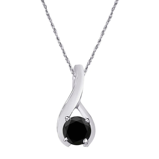 1/2 Carat Intertwined Design Solitaire Black Diamond Pendant Necklace For Women In 14K Rose White & Yellow Gold Mauli Jewels