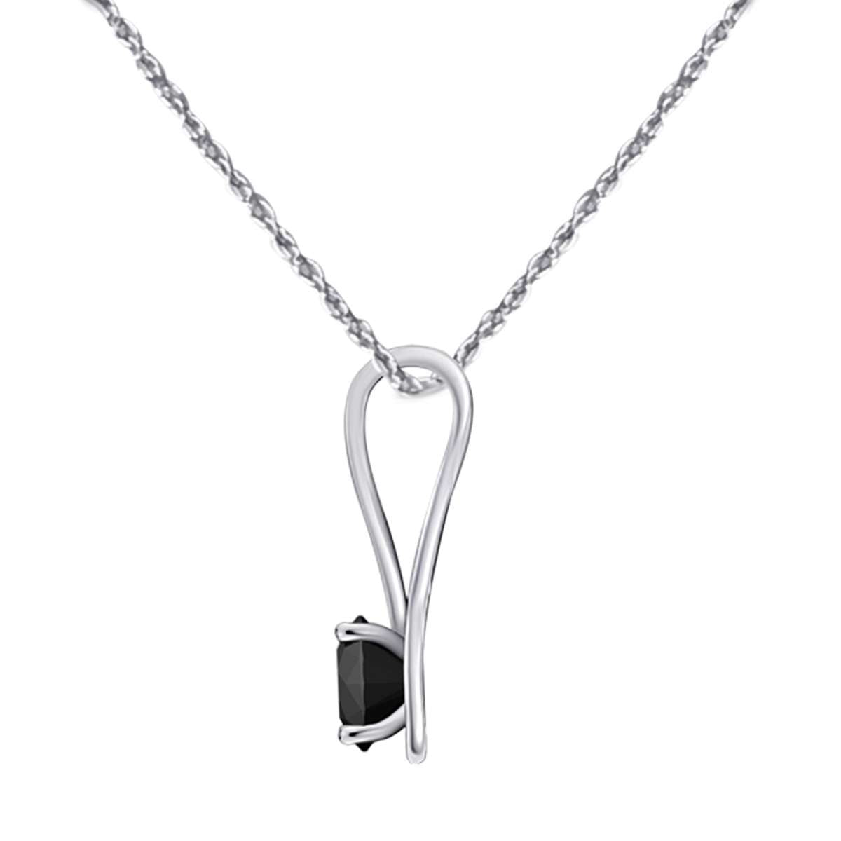 1/2 Carat Intertwined Design Solitaire Black Diamond Pendant Necklace For Women In 14K Rose White & Yellow Gold Mauli Jewels