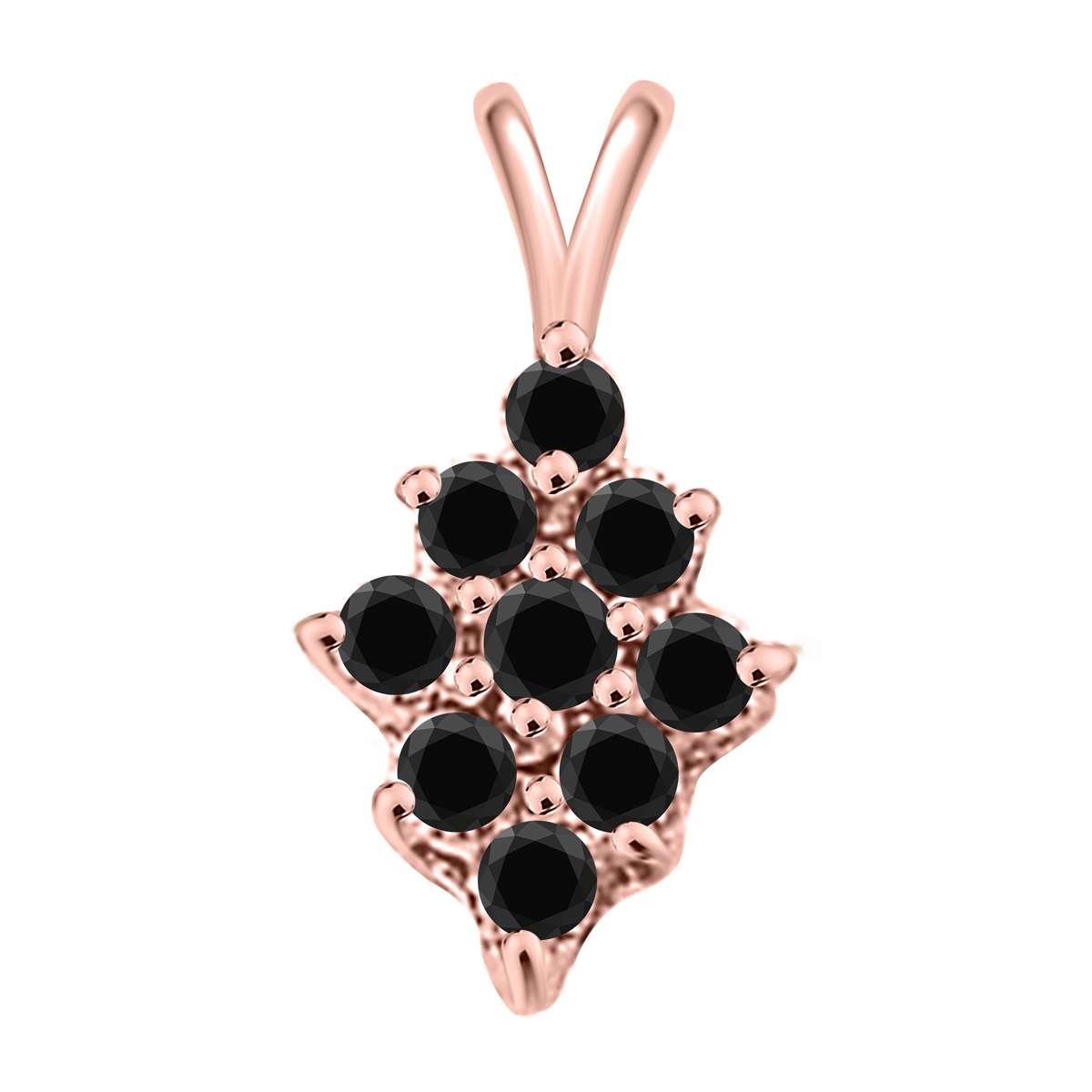 0.50 Carat Black Diamond Pendant Necklace for Women in 10K Rose, White & Yellow Gold with 18" Gold Plated Box Chain Mauli Jewels