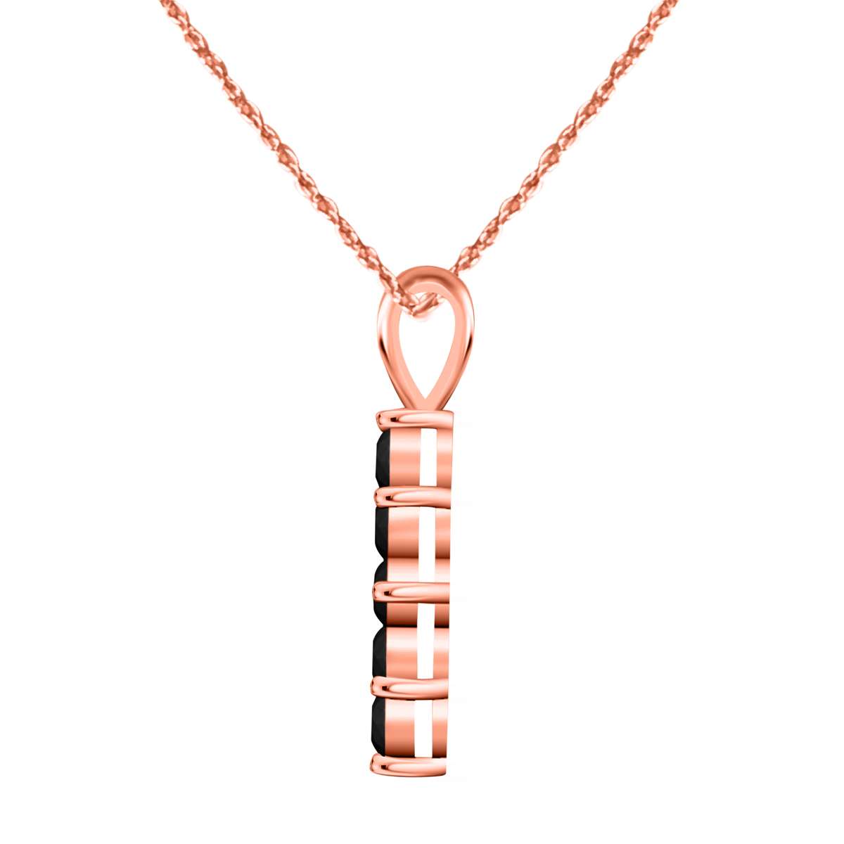 0.50 Carat Black Diamond Pendant Necklace for Women in 10K Rose, White & Yellow Gold with 18" Gold Plated Box Chain Mauli Jewels