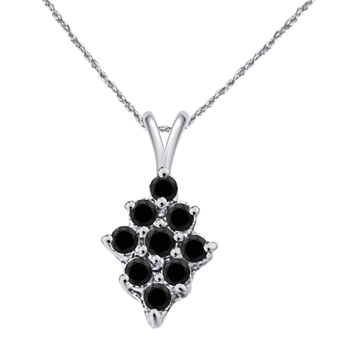 0.50 Carat Black Diamond Pendant Necklace for Women in 10K Rose, White & Yellow Gold with 18" Gold Plated Box Chain Mauli Jewels