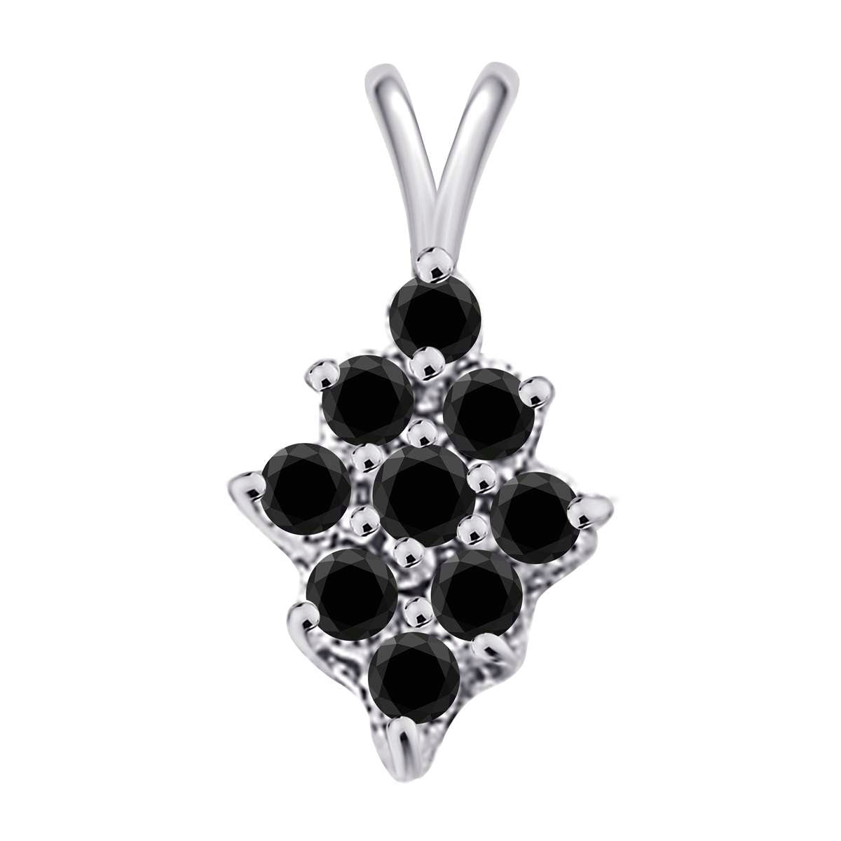 0.50 Carat Black Diamond Pendant Necklace for Women in 10K Rose, White & Yellow Gold with 18" Gold Plated Box Chain Mauli Jewels