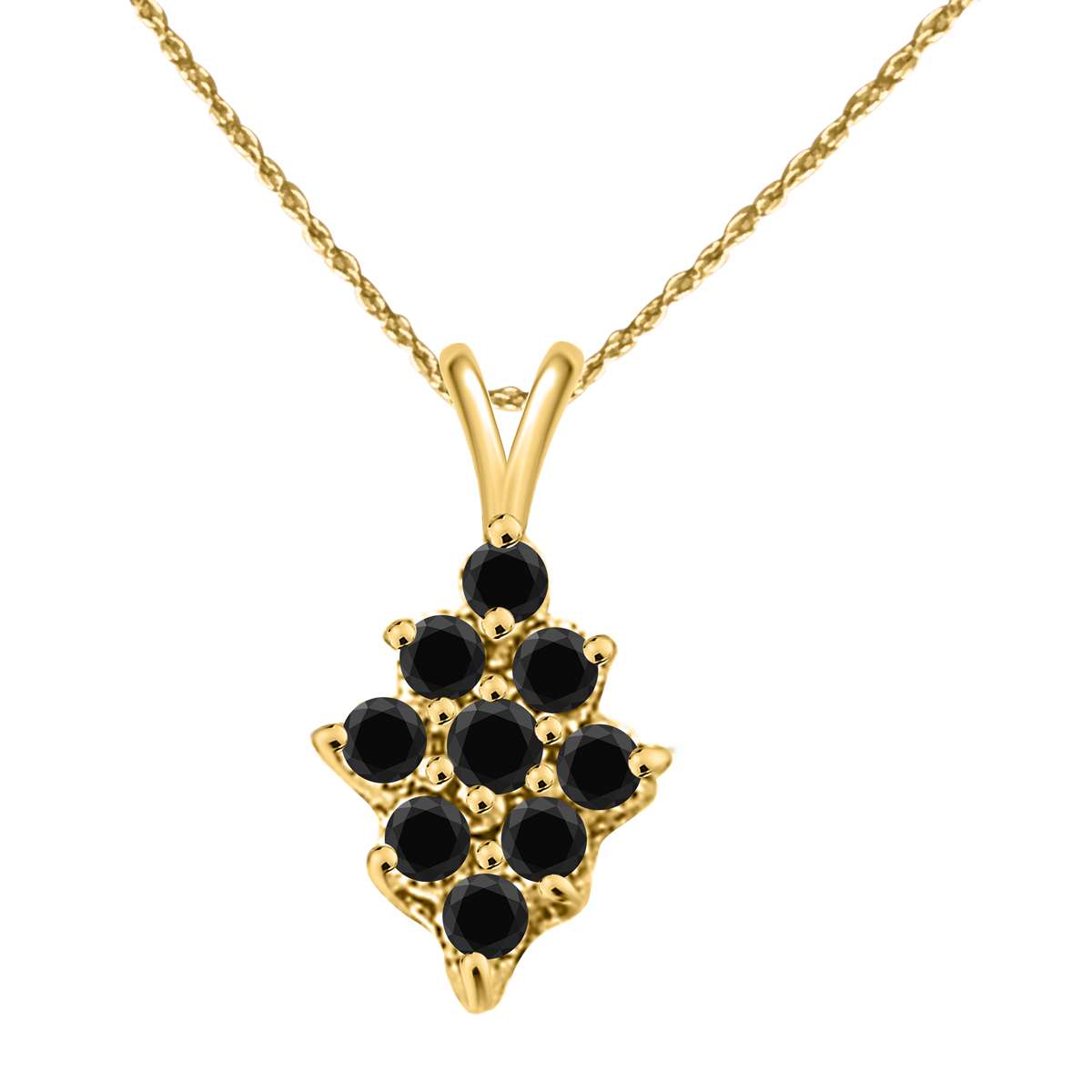 0.50 Carat Black Diamond Pendant Necklace for Women in 10K Rose, White & Yellow Gold with 18" Gold Plated Box Chain Mauli Jewels