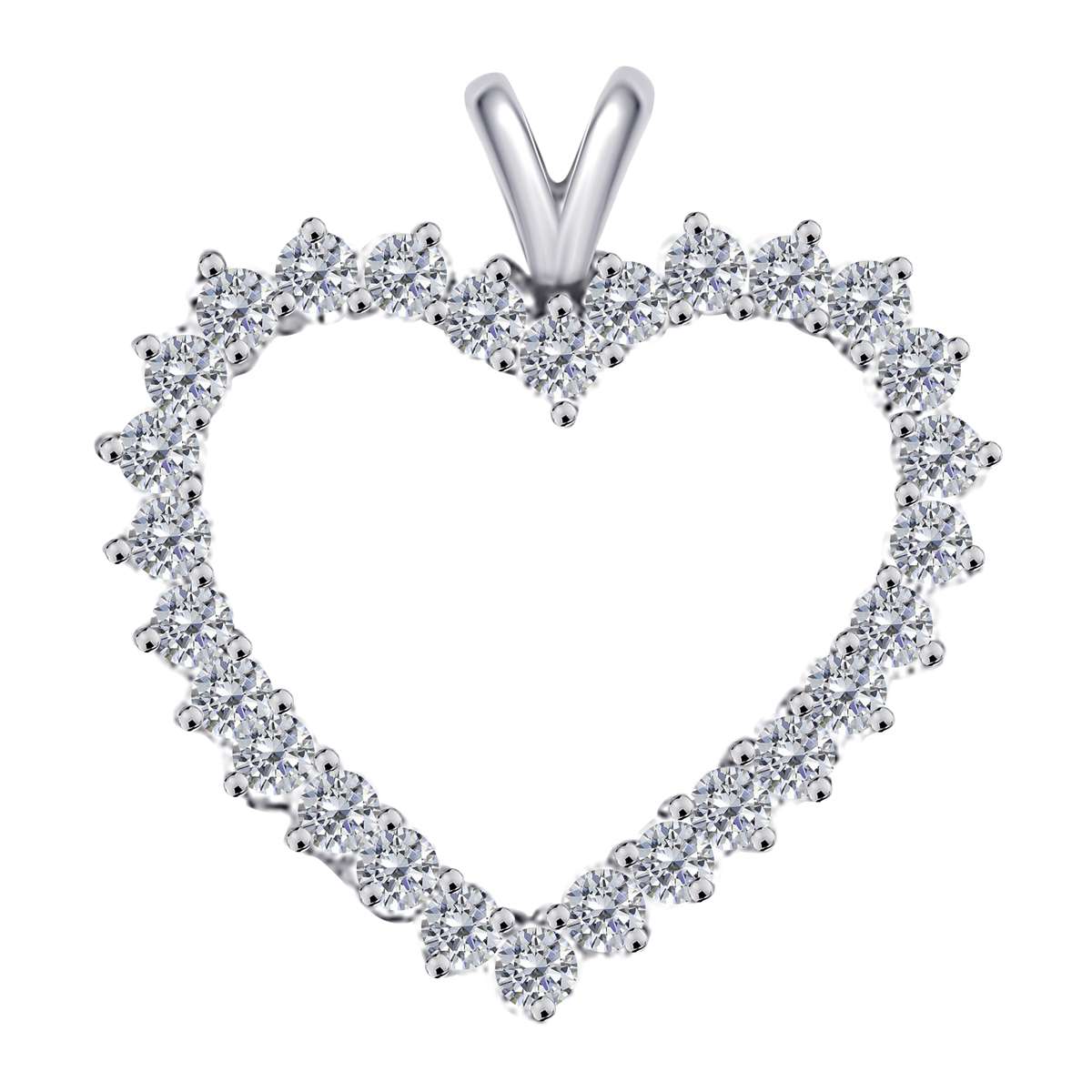 10K Rose White & Yellow Gold 2.00 Carat Natural Diamond Prong Set Heart Shape Pendant for Women With 18" Box Chain Mauli Jewels