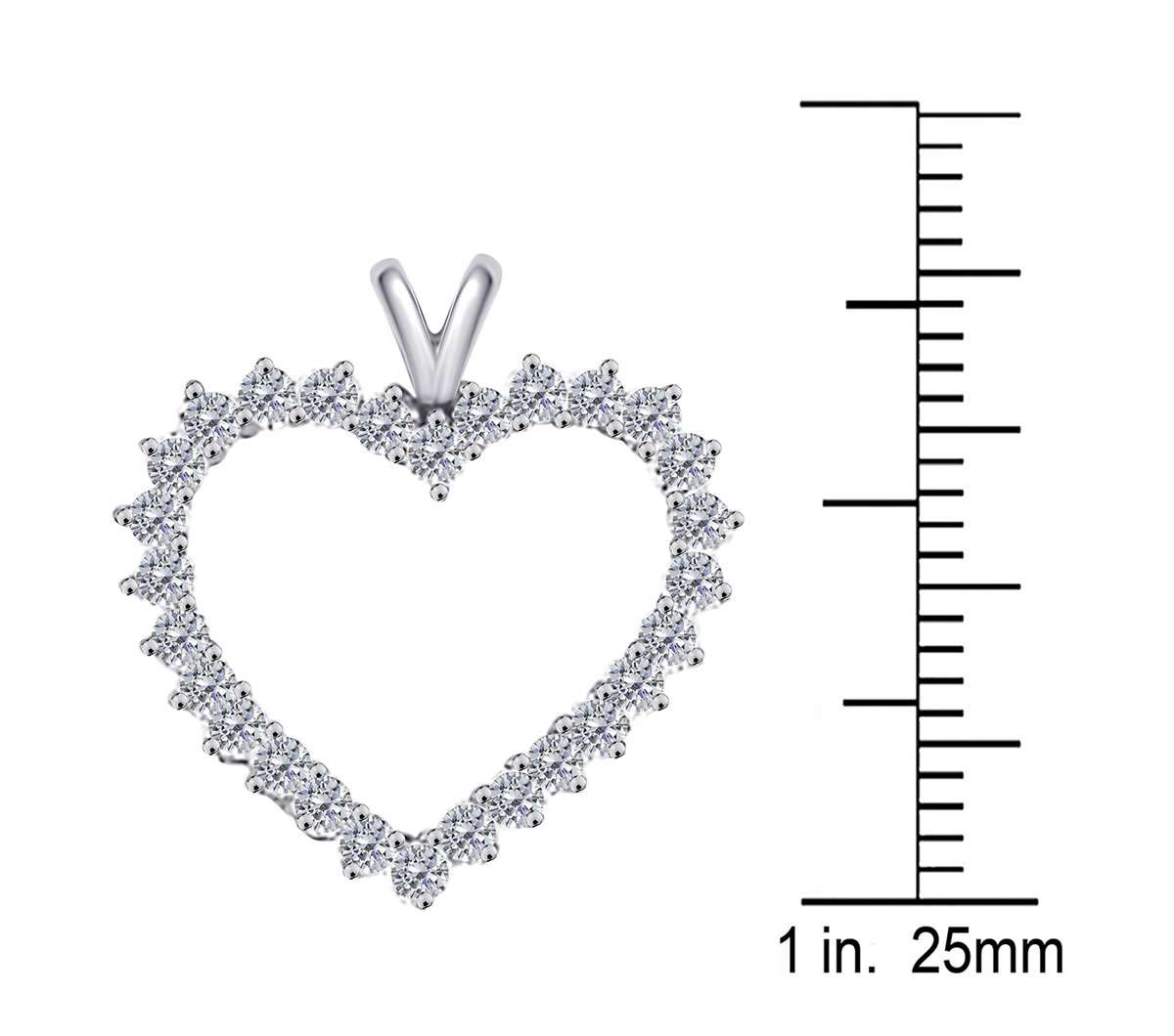 10K Rose White & Yellow Gold 2.00 Carat Natural Diamond Prong Set Heart Shape Pendant for Women With 18" Box Chain Mauli Jewels