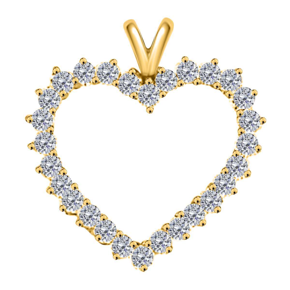 10K Rose White & Yellow Gold 2.00 Carat Natural Diamond Prong Set Heart Shape Pendant for Women With 18" Box Chain Mauli Jewels