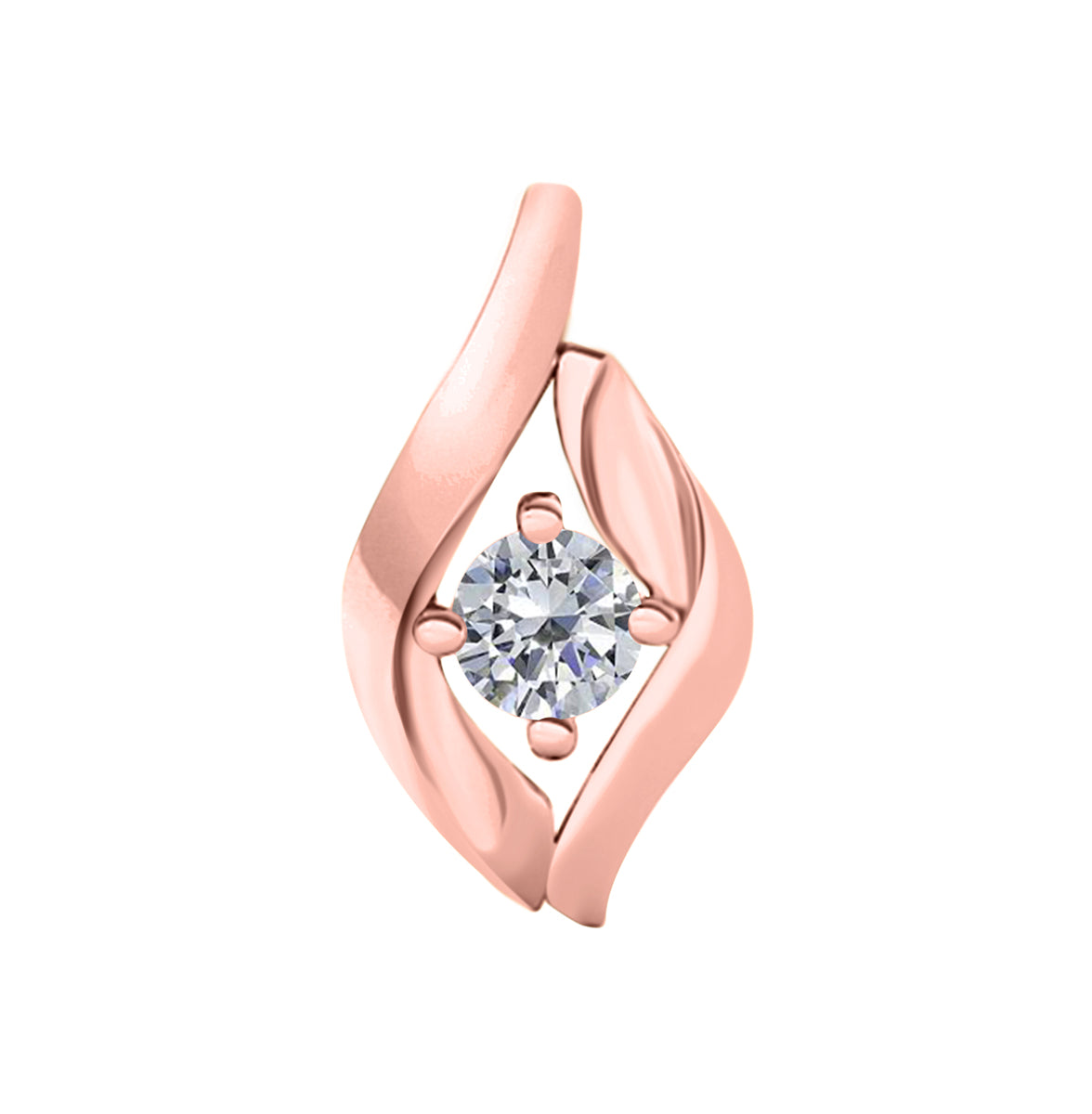 1/4 Carat Natural White Diamond Prong Set Pendant Necklace In 10K Rose White & Yellow Gold With 18" Box Chain Mauli Jewels