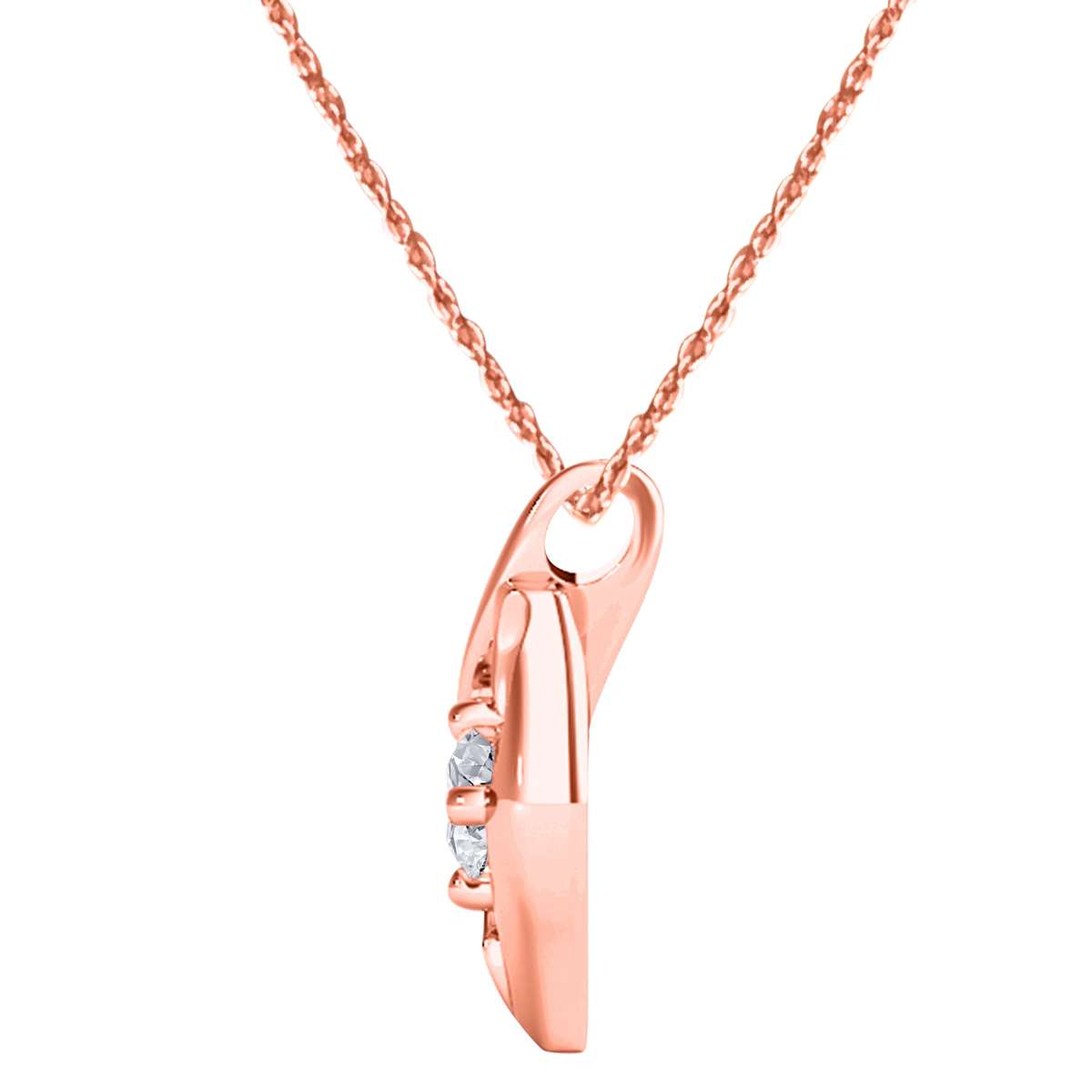 1/4 Carat Natural White Diamond Prong Set Pendant Necklace In 10K Rose White & Yellow Gold With 18" Box Chain Mauli Jewels