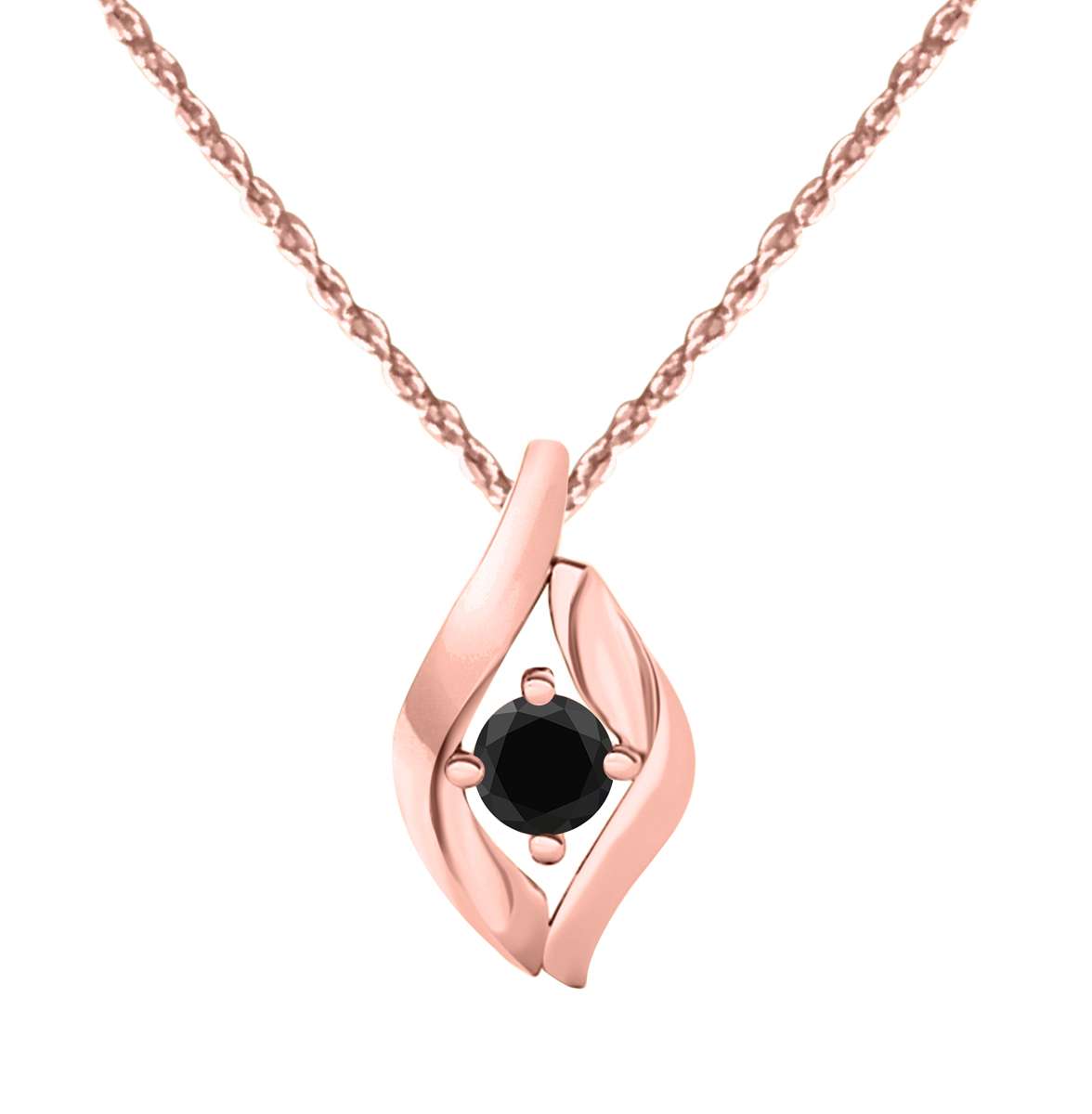 MauliJewels 0.25 Carat. Black Diamond Heart Pendant Necklace for Women In 10K Rose, White And Yellow Gold With 18'' Chain Mauli Jewels