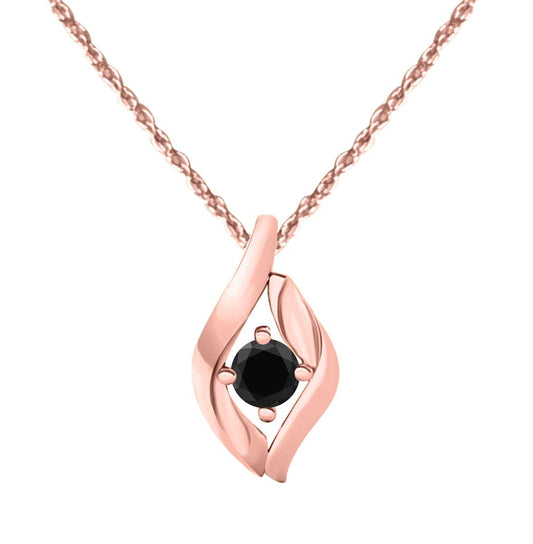 MauliJewels 0.25 Carat. Black Diamond Heart Pendant Necklace for Women In 10K Rose, White And Yellow Gold With 18'' Chain Mauli Jewels