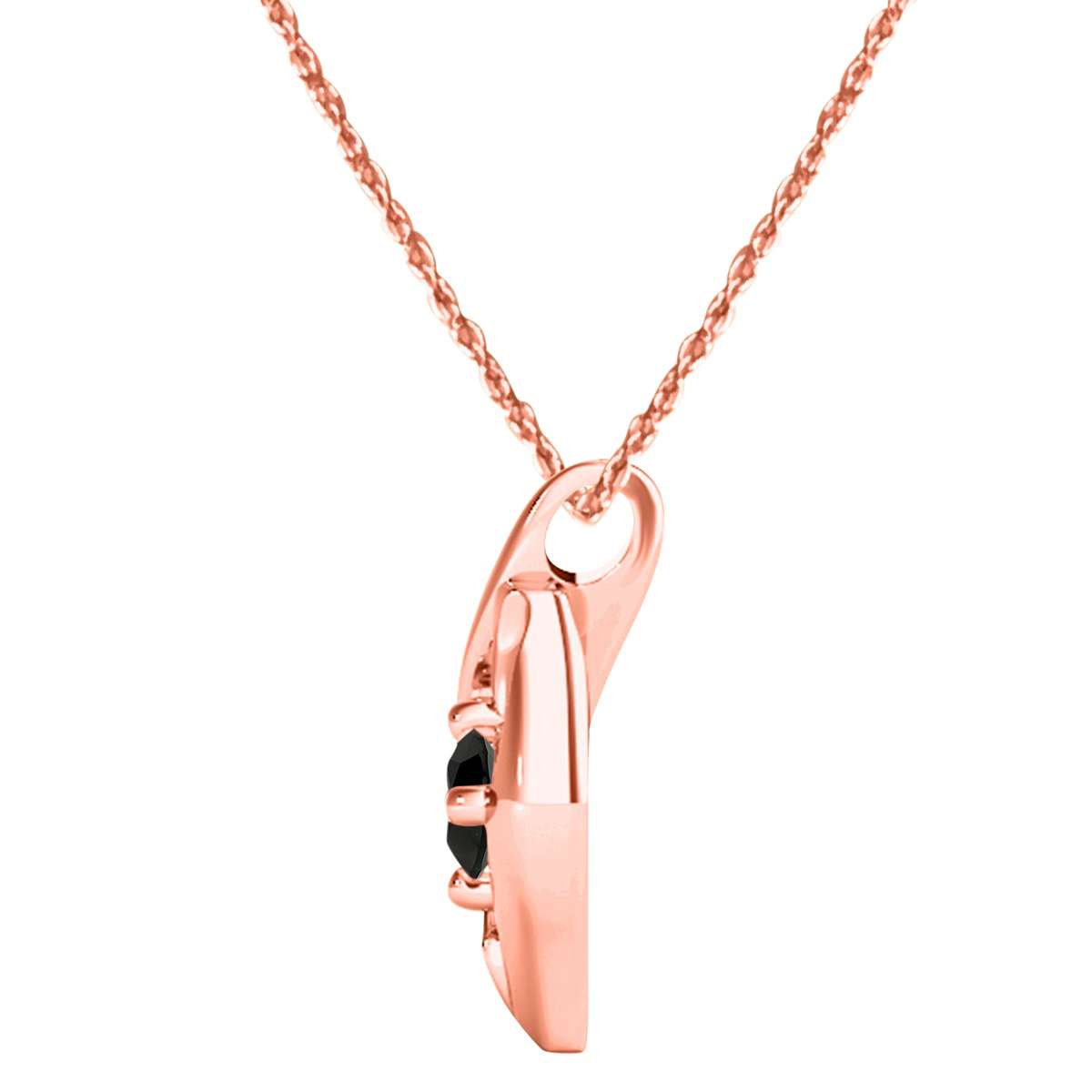 MauliJewels 0.25 Carat. Black Diamond Heart Pendant Necklace for Women In 10K Rose, White And Yellow Gold With 18'' Chain Mauli Jewels