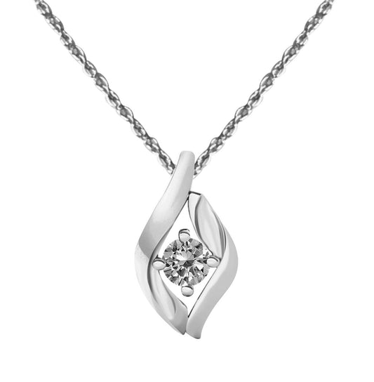 1/4 Carat Natural White Diamond Prong Set Pendant Necklace In 10K Rose White & Yellow Gold With 18" Box Chain Mauli Jewels