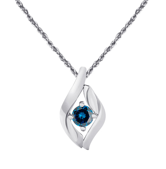 MauliJewels 1/4 Carat Charming Blue Diamond Pendant Necklace 10K Rose / White & Yellow Gold With 18'' Box Chain Mauli Jewels