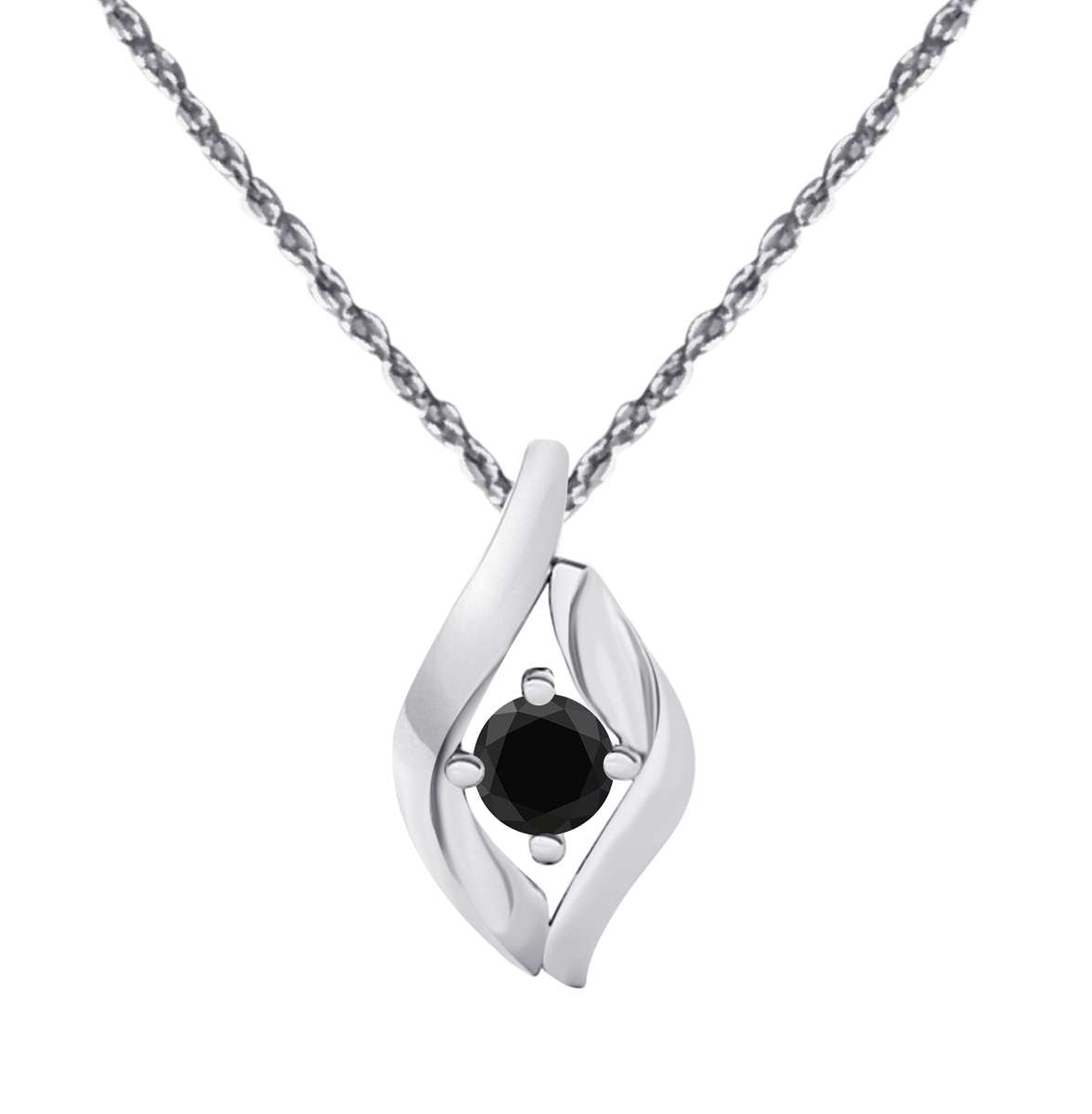 MauliJewels 0.25 Carat. Black Diamond Heart Pendant Necklace for Women In 10K Rose, White And Yellow Gold With 18'' Chain Mauli Jewels
