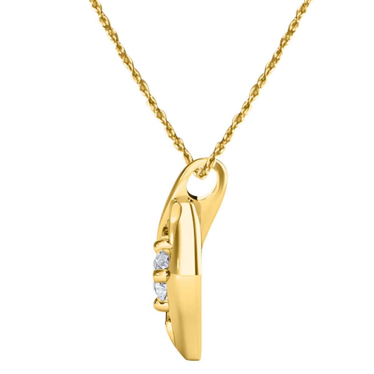 1/4 Carat Natural White Diamond Prong Set Pendant Necklace In 10K Rose White & Yellow Gold With 18" Box Chain Mauli Jewels