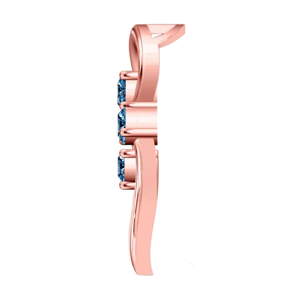 0.35 Carat Unique Design Three Stone Diamond Pendant in 10K White, Rose & Yellow Gold with 18" Chain Mauli Jewels