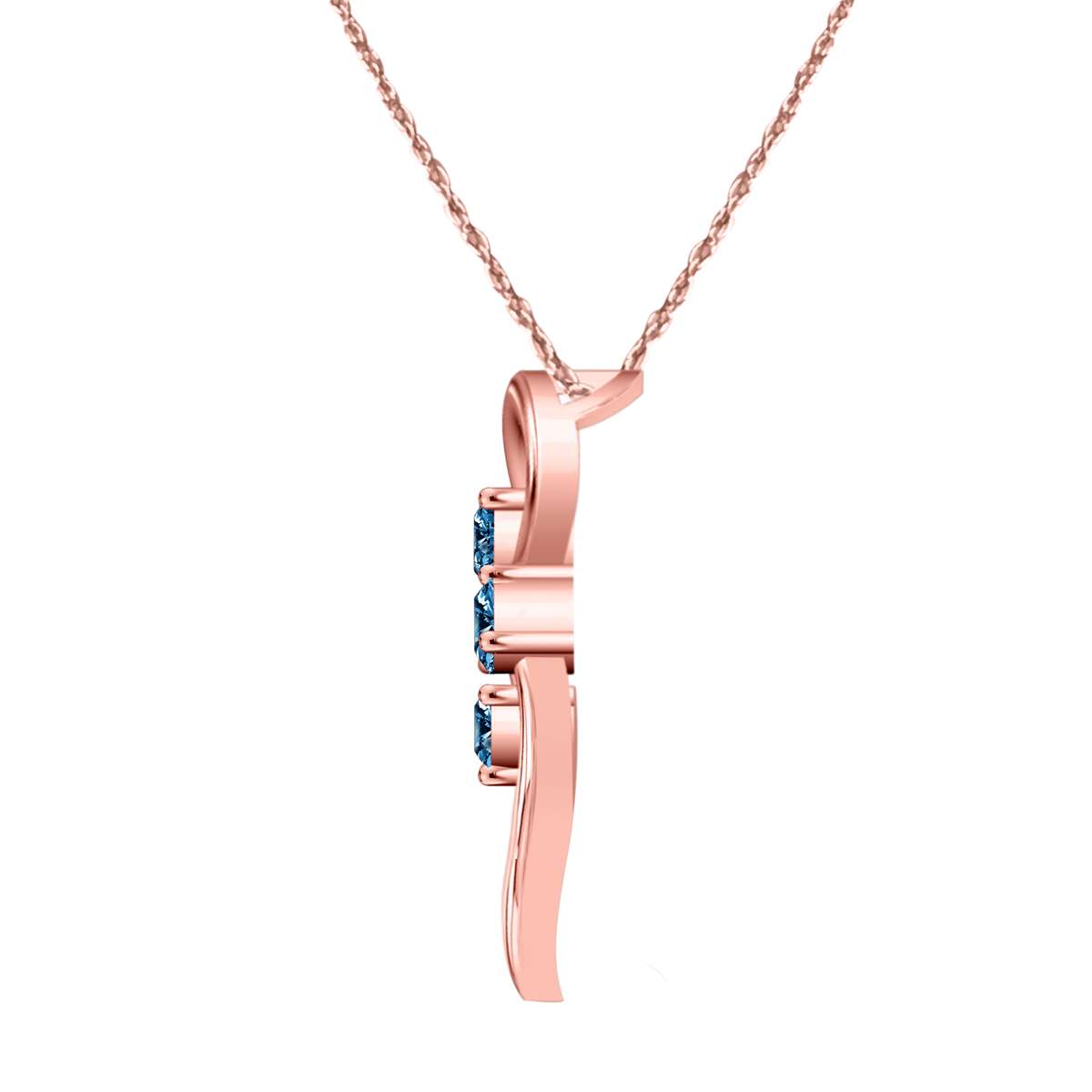0.35 Carat Unique Design Three Stone Diamond Pendant in 10K White, Rose & Yellow Gold with 18" Chain Mauli Jewels