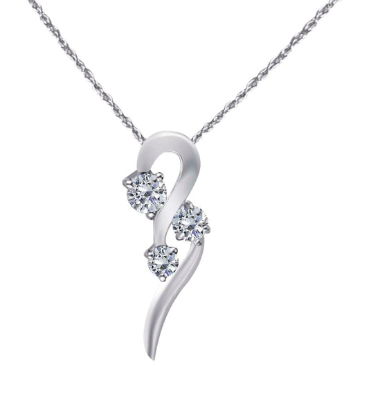 MauliJewels 0.35 Carat Three Stone Prong Set Diamond Pendant Necklace For Women In 10K Rose White & Yellow Gold With 18" Box Chain Mauli Jewels