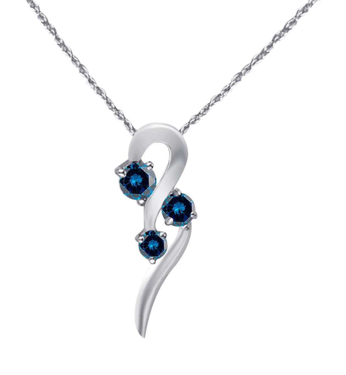 0.35 Carat Unique Design Three Stone Diamond Pendant in 10K White, Rose & Yellow Gold with 18" Chain Mauli Jewels