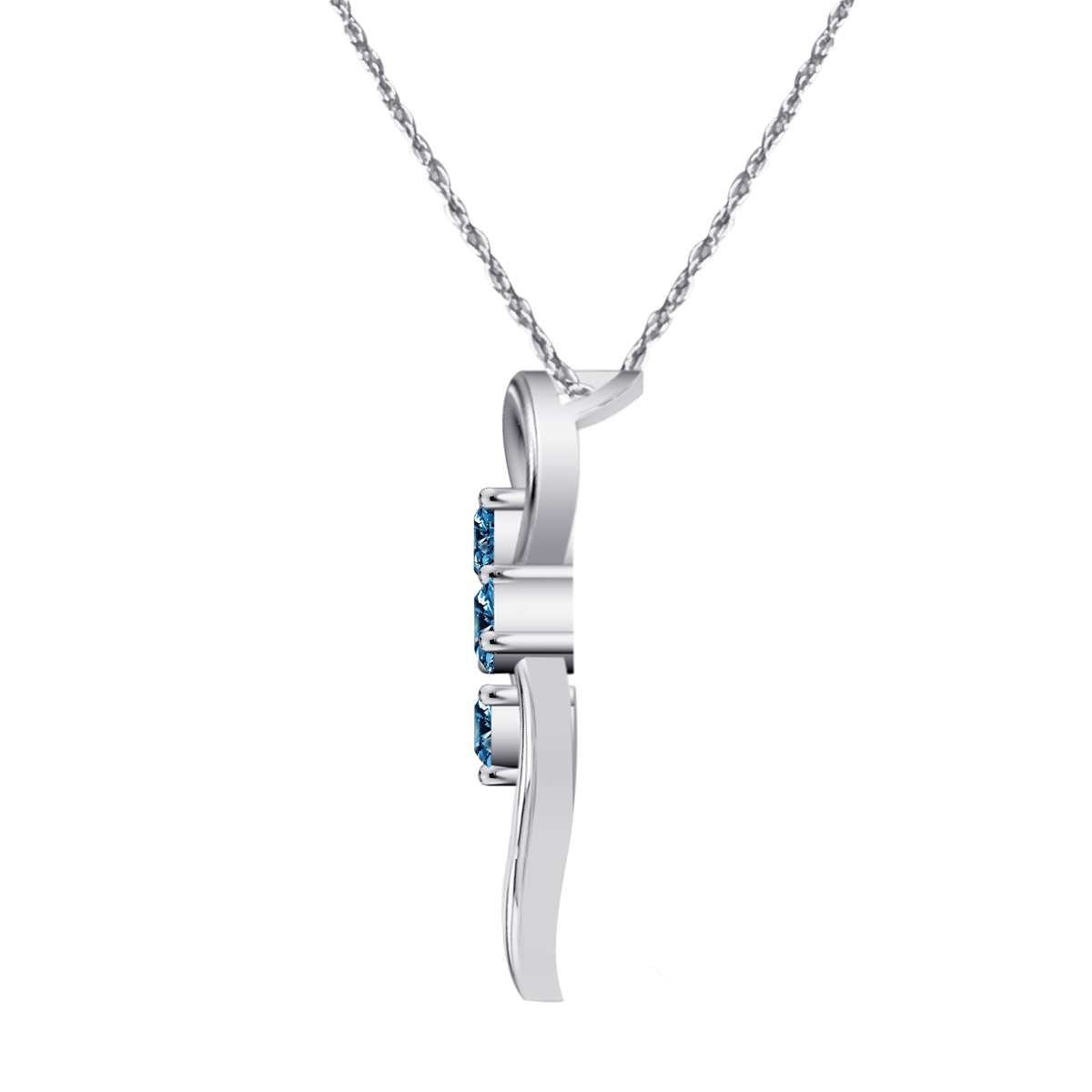 0.35 Carat Unique Design Three Stone Diamond Pendant in 10K White, Rose & Yellow Gold with 18" Chain Mauli Jewels