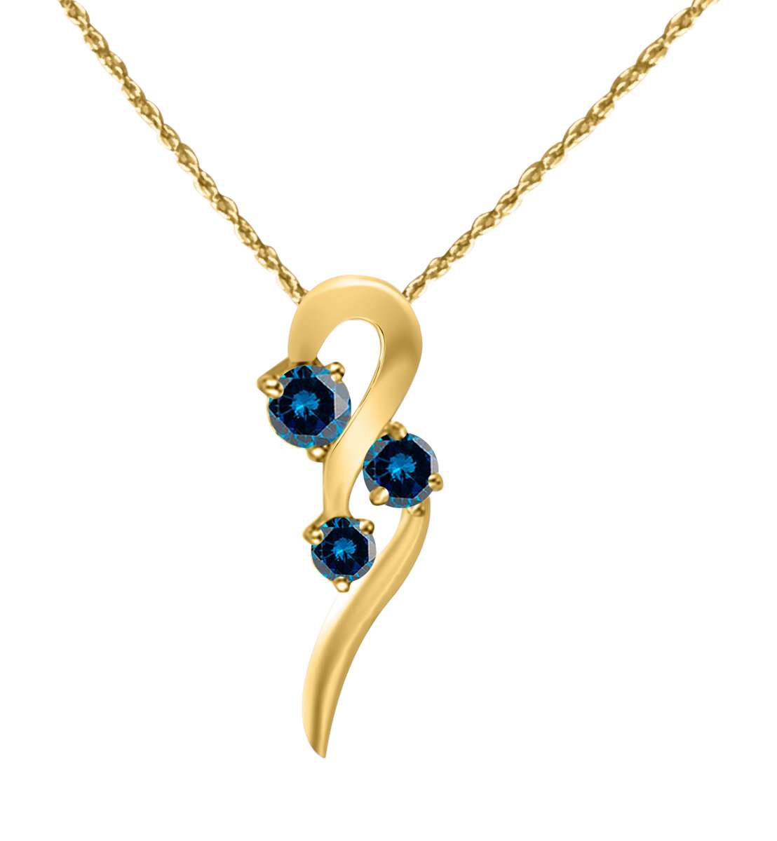 0.35 Carat Unique Design Three Stone Diamond Pendant in 10K White, Rose & Yellow Gold with 18" Chain Mauli Jewels