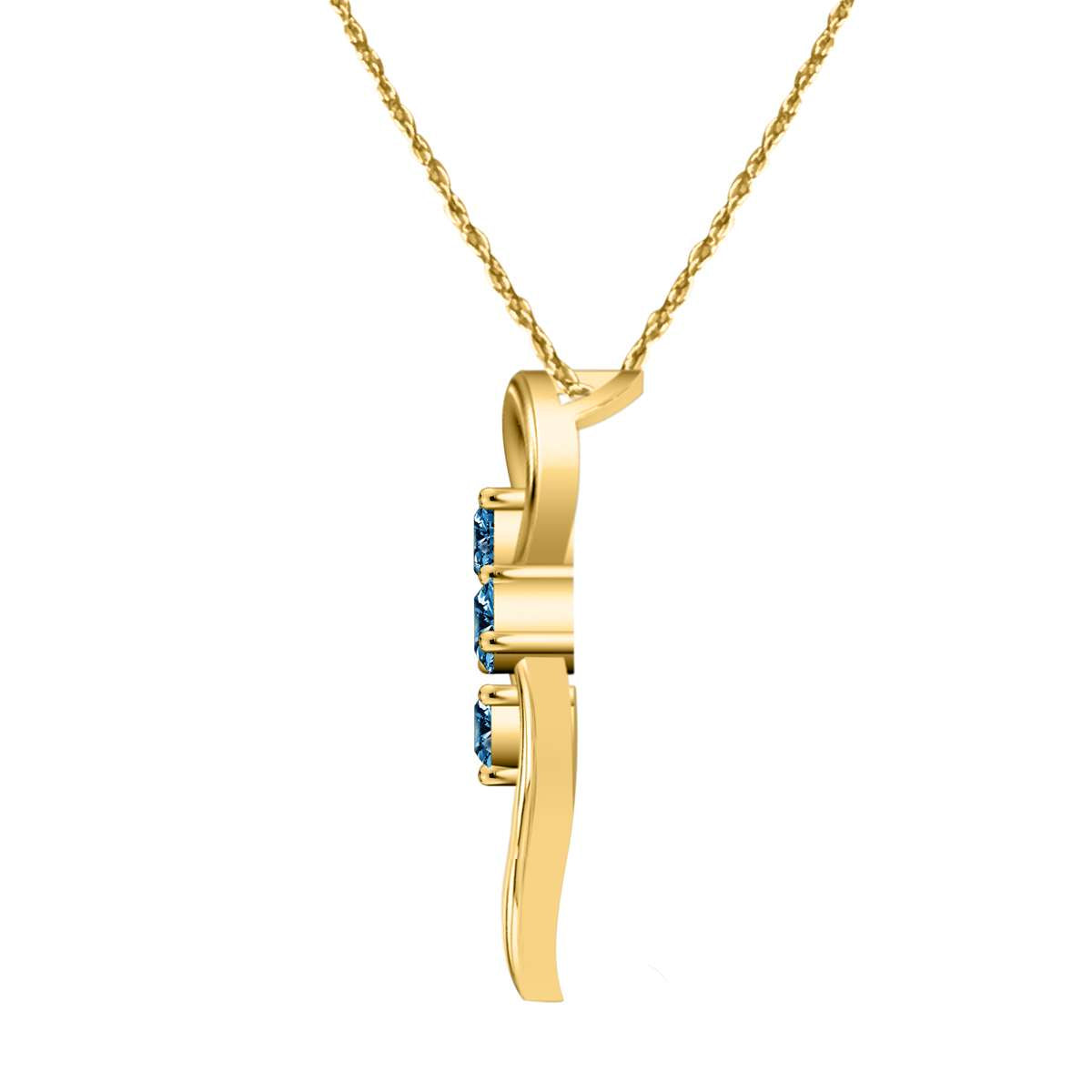 0.35 Carat Unique Design Three Stone Diamond Pendant in 10K White, Rose & Yellow Gold with 18" Chain Mauli Jewels