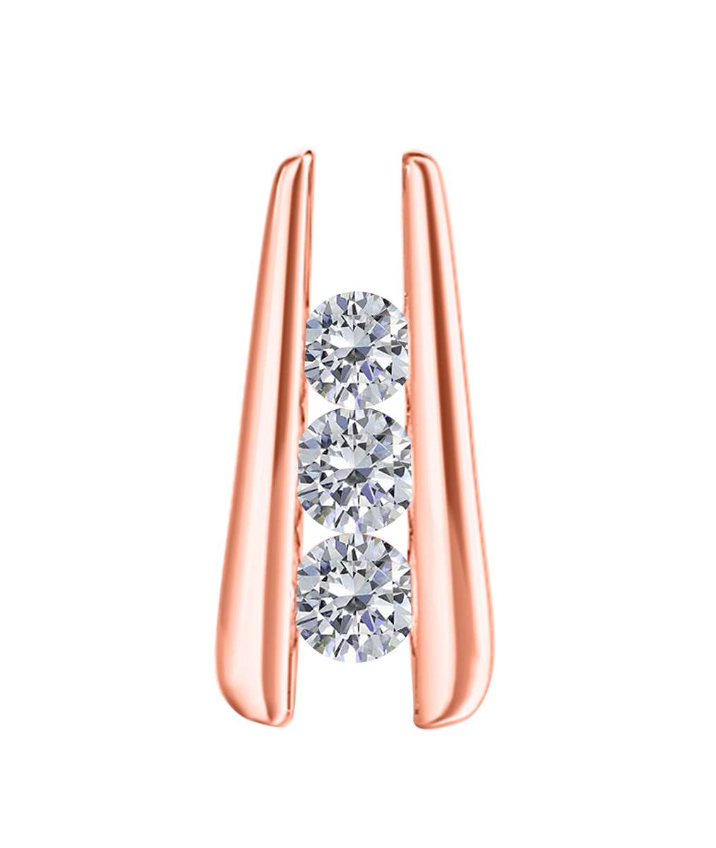 0.25 Ct - 0.50 Ct Diamond Channel Set 3 Stone Pendant Necklace For Women In 14K Rose White & Yellow Gold With 18" Box Chain Mauli Jewels