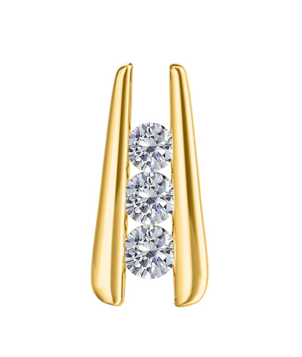 0.25 Ct - 0.50 Ct Diamond Channel Set 3 Stone Pendant Necklace For Women In 14K Rose White & Yellow Gold With 18" Box Chain Mauli Jewels