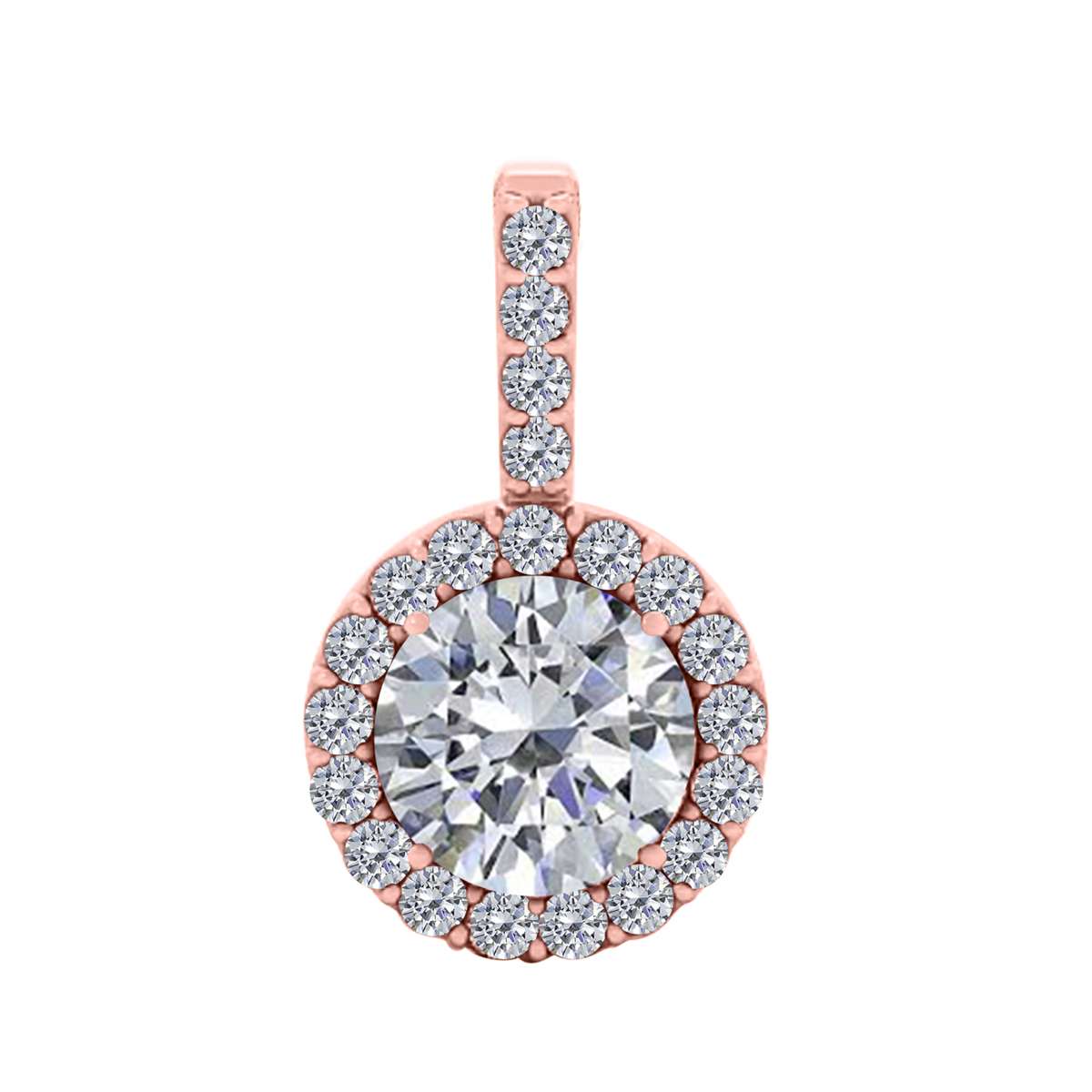 3/8 Carat Natural Diamond Halo Pendant Necklace For Women In 14K Rose White & Yellow Gold With 18" Box Chain Mauli Jewels